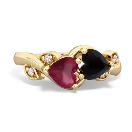 ruby-onyx floral keepsake ring