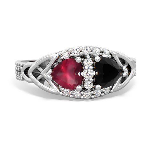 Ruby Genuine Ruby with Genuine Black Onyx Celtic Knot Engagement ring Ring