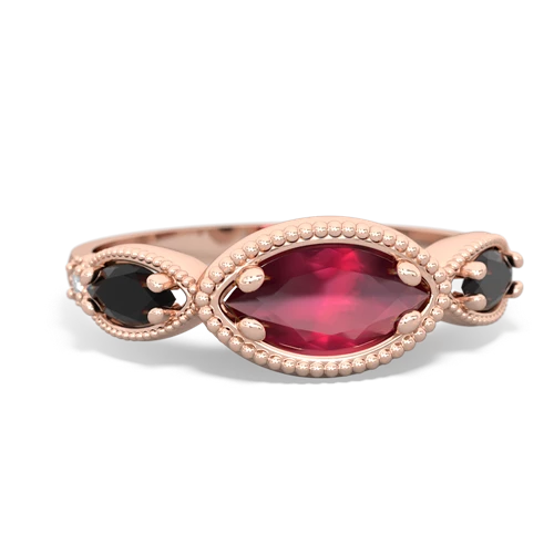 ruby-onyx milgrain marquise ring