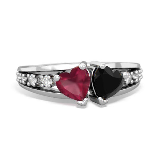 Ruby Genuine Ruby with Genuine Black Onyx Heart to Heart ring Ring