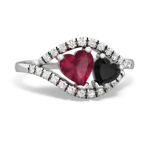 ruby-onyx mother child ring