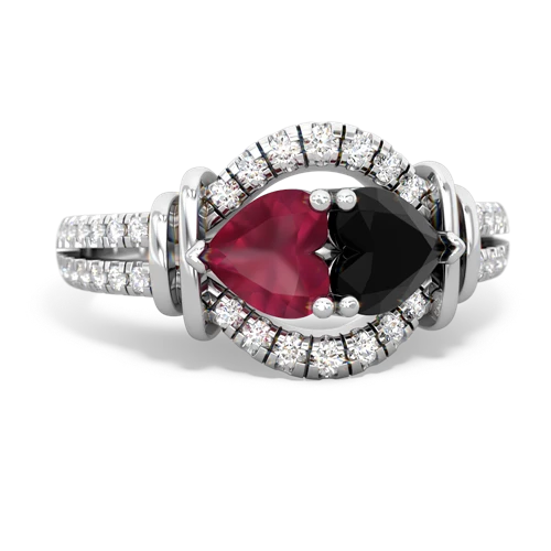 Ruby Genuine Ruby with Genuine Black Onyx Art-Deco Keepsake ring Ring