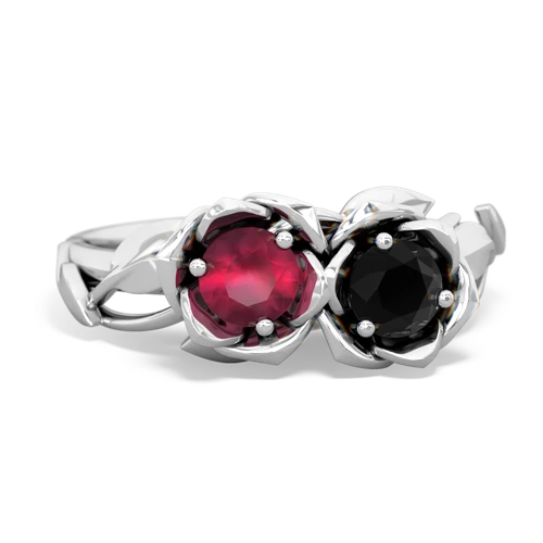 Ruby Genuine Ruby with Genuine Black Onyx Rose Garden ring Ring