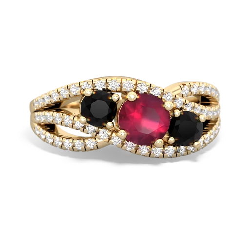 ruby-onyx three stone pave ring