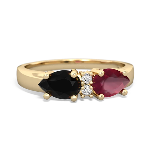 Ruby Genuine Ruby with Genuine Black Onyx Pear Bowtie ring Ring