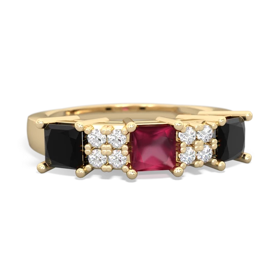 Ruby Genuine Ruby with Genuine Black Onyx and Lab Created Pink Sapphire Three Stone ring Ring
