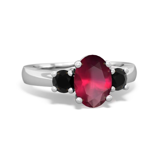 Ruby Genuine Ruby with Genuine Black Onyx Three Stone Trellis ring Ring
