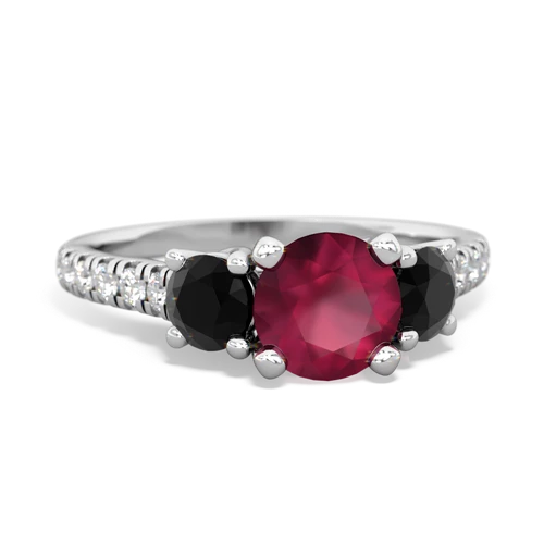 Ruby Genuine Ruby with Genuine Black Onyx and Genuine Swiss Blue Topaz Pave Trellis ring Ring