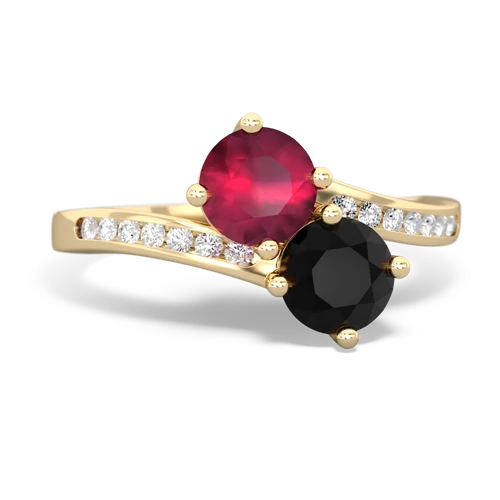 Ruby Genuine Ruby with Genuine Black Onyx Keepsake Two Stone ring Ring