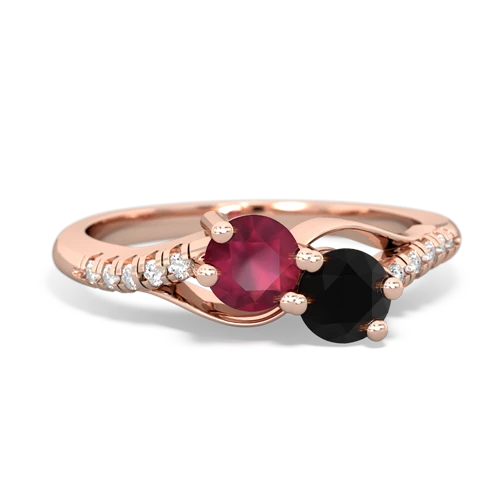 ruby-onyx two stone infinity ring