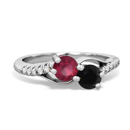 ruby-onyx two stone infinity ring