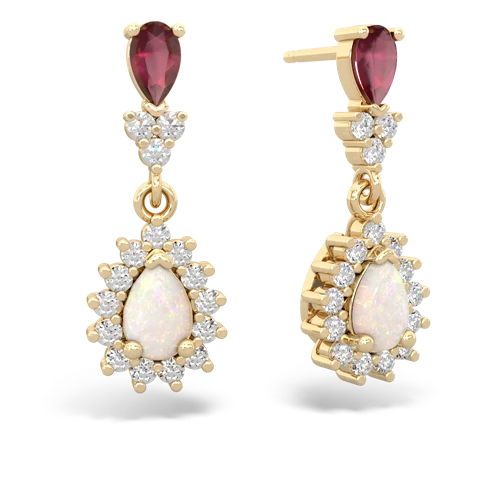 ruby-opal dangle earrings