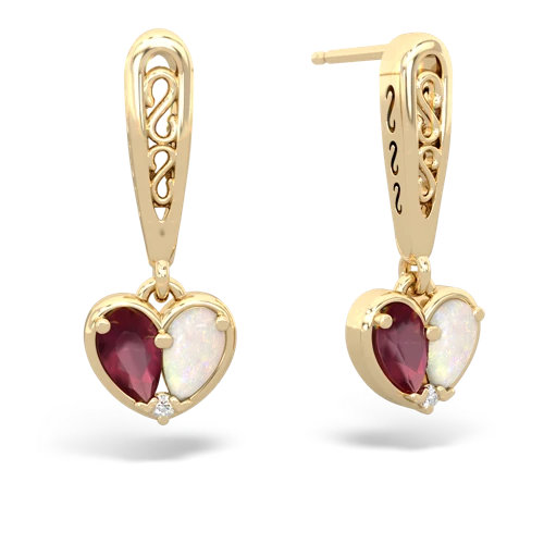 ruby-opal filligree earrings