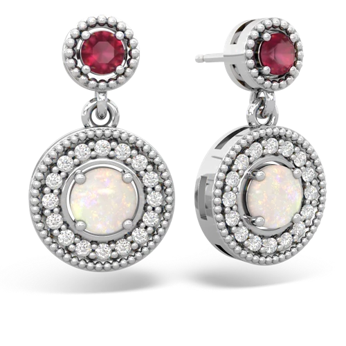 ruby-opal halo earrings