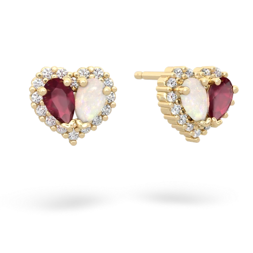 ruby-opal halo-heart earrings