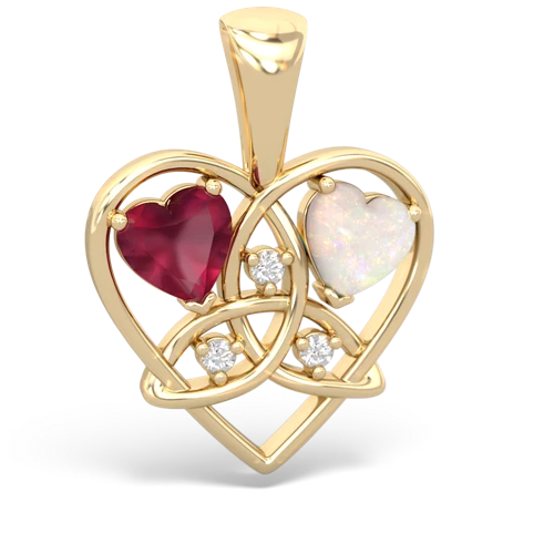 ruby-opal celtic heart pendant