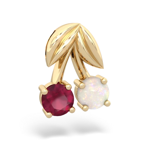 ruby-opal cherries pendant