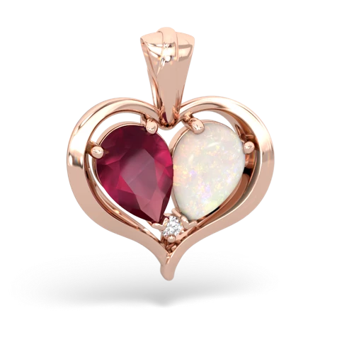 ruby-opal half heart whole pendant