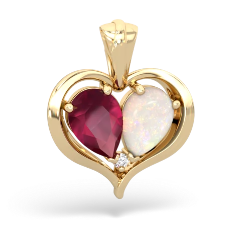 ruby-opal half heart whole pendant