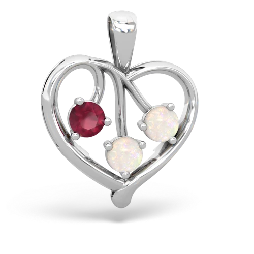 Ruby Genuine Ruby with Genuine Opal and Genuine Peridot Glowing Heart pendant Pendant