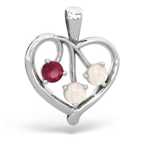 ruby-opal love heart pendant