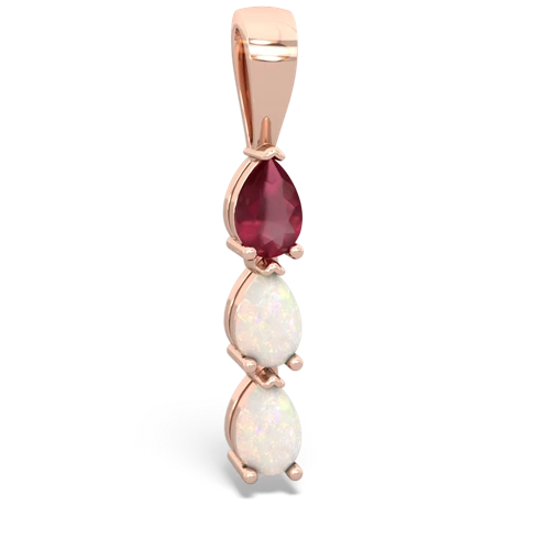 Ruby Genuine Ruby with Genuine Opal and Genuine White Topaz Three Stone pendant Pendant