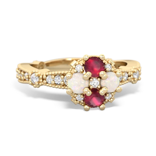 ruby-opal art deco engagement ring