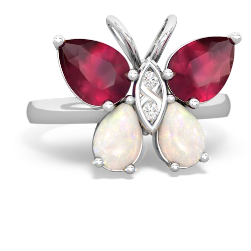 ruby-opal butterfly ring