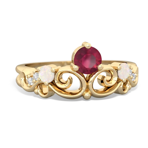 Ruby Genuine Ruby with Genuine Opal and Genuine White Topaz Crown Keepsake ring Ring