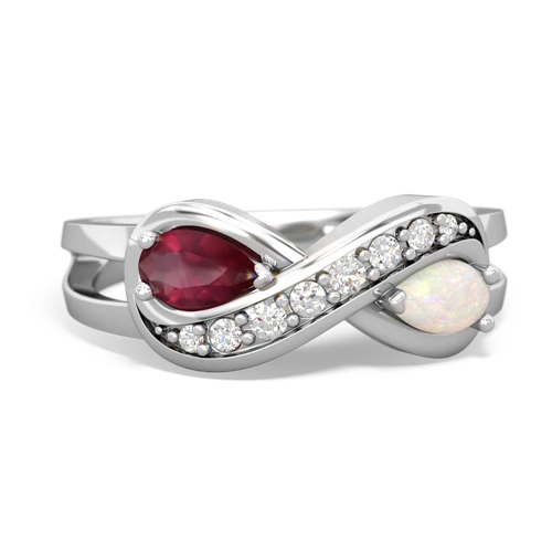 ruby-opal diamond infinity ring
