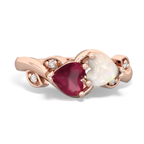 ruby-opal floral keepsake ring