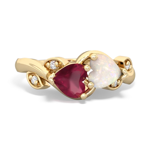 ruby-opal floral keepsake ring