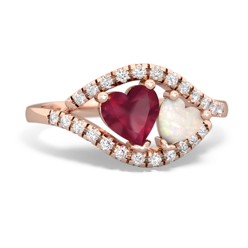 ruby-opal mother child ring