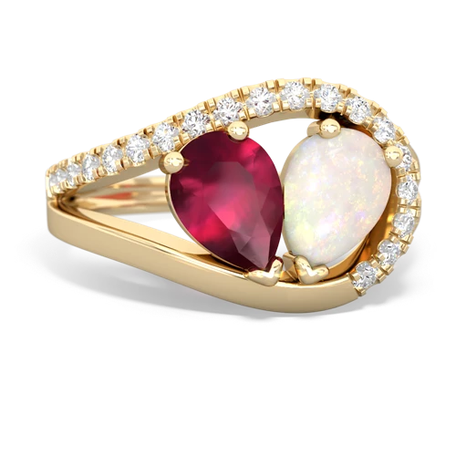 ruby-opal pave heart ring