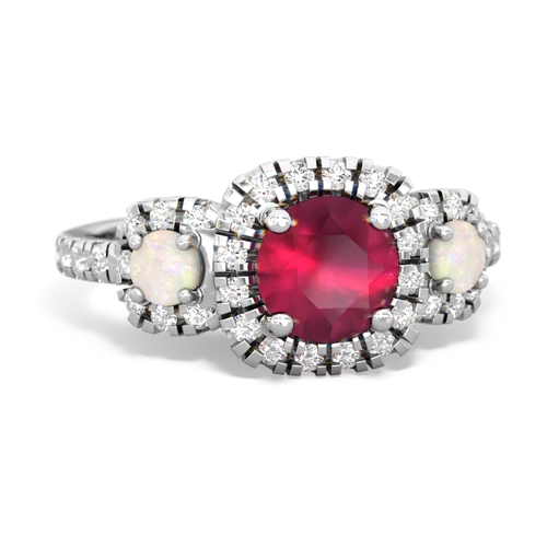 ruby-opal three stone regal ring