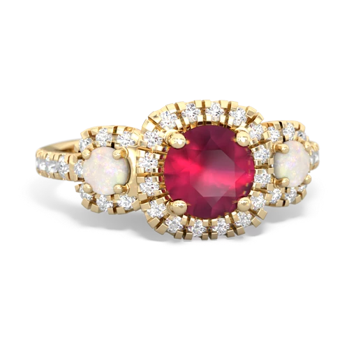 ruby-opal three stone regal ring