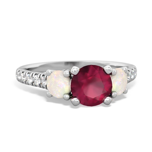 Ruby Genuine Ruby with Genuine Opal and Genuine Amethyst Pave Trellis ring Ring