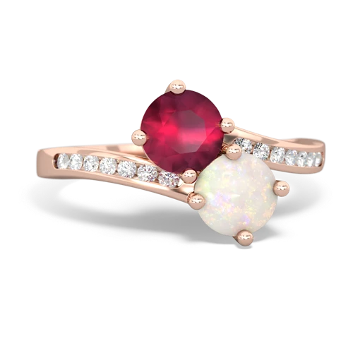 ruby-opal two stone channel ring