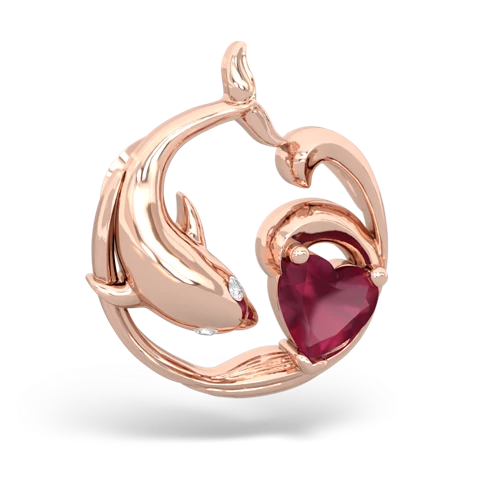 ruby dolphin heart pendant
