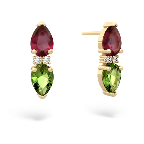 ruby-peridot bowtie earrings