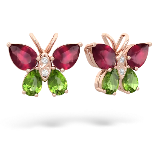 ruby-peridot butterfly earrings