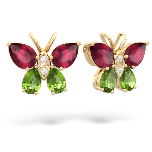 ruby-peridot butterfly earrings