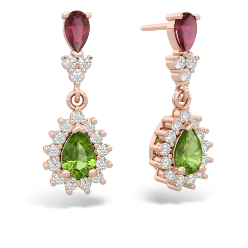 ruby-peridot dangle earrings