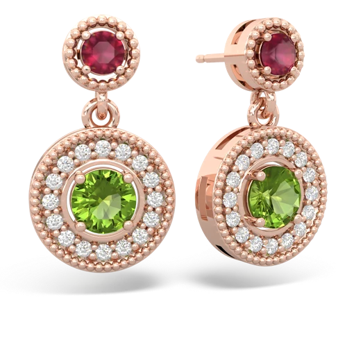 ruby-peridot halo earrings