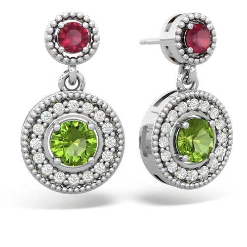 ruby-peridot halo earrings