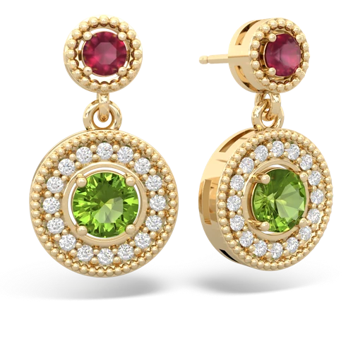 ruby-peridot halo earrings