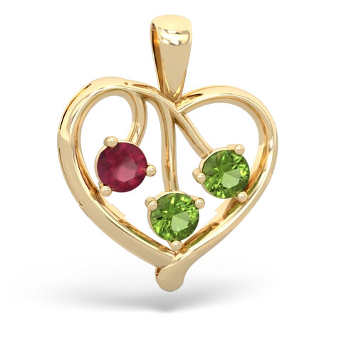 ruby-peridot love heart pendant