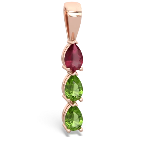 Ruby Genuine Ruby with Genuine Peridot and Lab Created Pink Sapphire Three Stone pendant Pendant