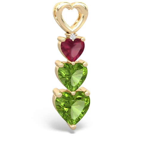 Ruby Genuine Ruby with Genuine Peridot and Genuine Peridot Past Present Future pendant Pendant