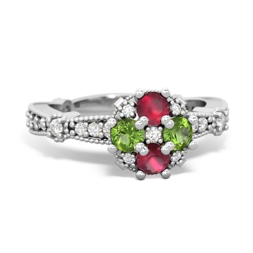 ruby-peridot art deco engagement ring